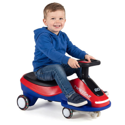 Ride On Car with Flashing Wheels Front Light and Music Speaker for Age 3+ Years Old-Red