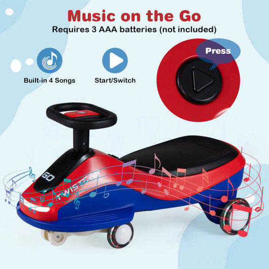 Ride On Car with Flashing Wheels Front Light and Music Speaker for Age 3+ Years Old-Red