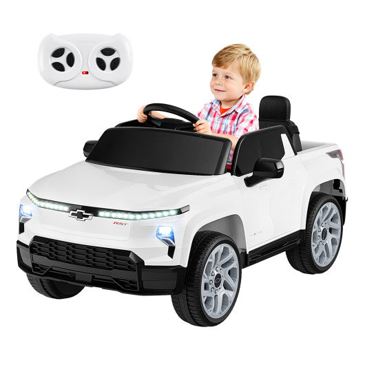 12V Ride on Car Truck Licensed Chevrolet with Remote Control Gift for 3+-White