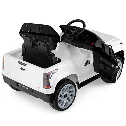 12V Ride on Car Truck Licensed Chevrolet with Remote Control Gift for 3+-White