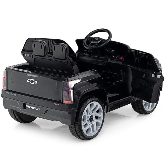 12V Ride on Car Truck Licensed Chevrolet with Remote Control Gift for 3+-Black