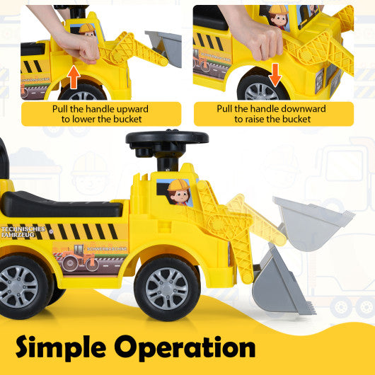 Kids Digger Ride on Truck with Shovel and Under-Seat Compartment