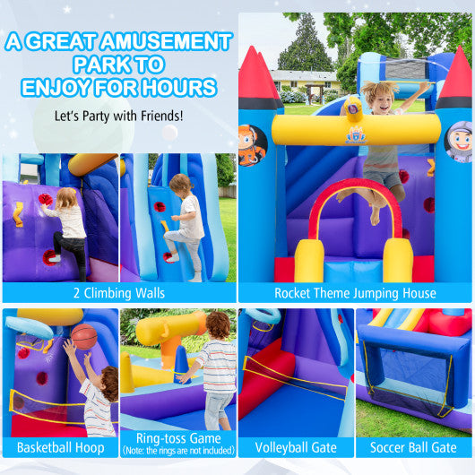 Rocket Theme Inflatable Water Slide Park with 1100W Blower