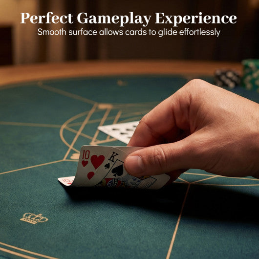 Round Poker Mat for Texas Hold'em 40 inch Portable Foldable Anti-Slip Rubber Base Table Layout-Green