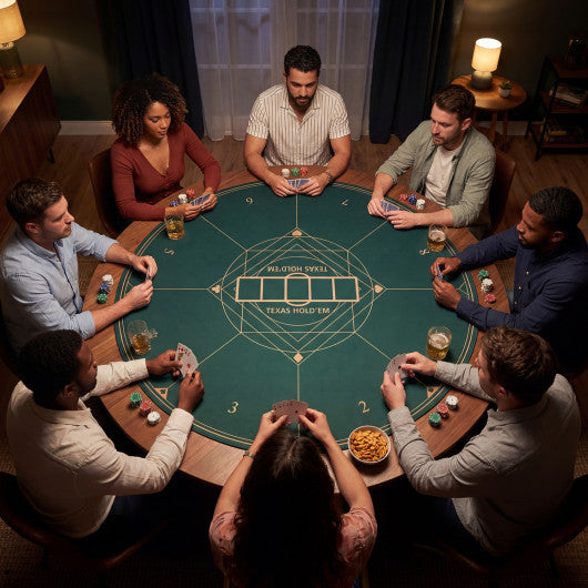 Round Poker Mat for Texas Hold'em 47 inches with Carrying Bag for 8-Player-Green