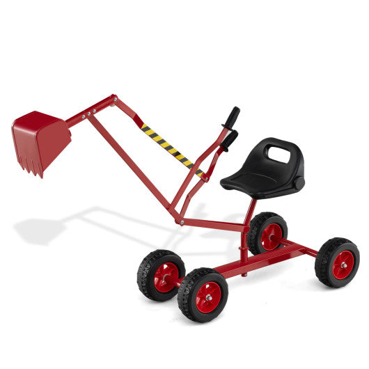 Sand Digger for Kids with 2-Handed Controls and Flexible Shovel-Red