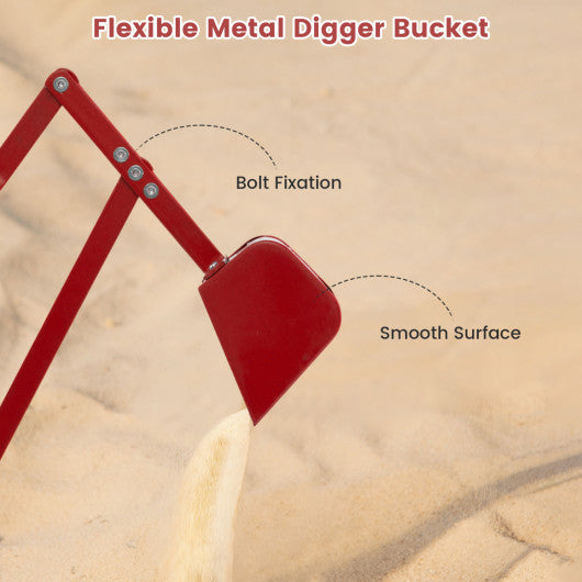 Sand Digger for Kids with 2-Handed Controls and Flexible Shovel-Red
