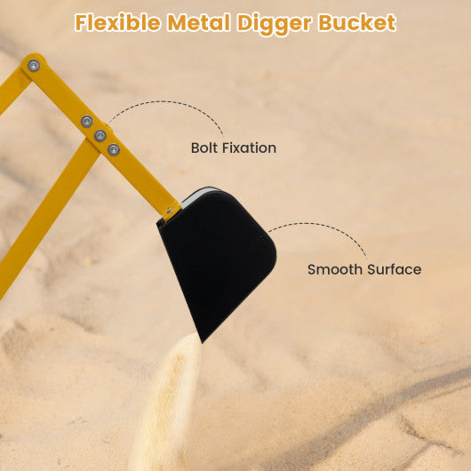 Sand Digger for Kids Sandbox Toy Digger with 2-Handed Controls and Flexible Shovel-Yellow