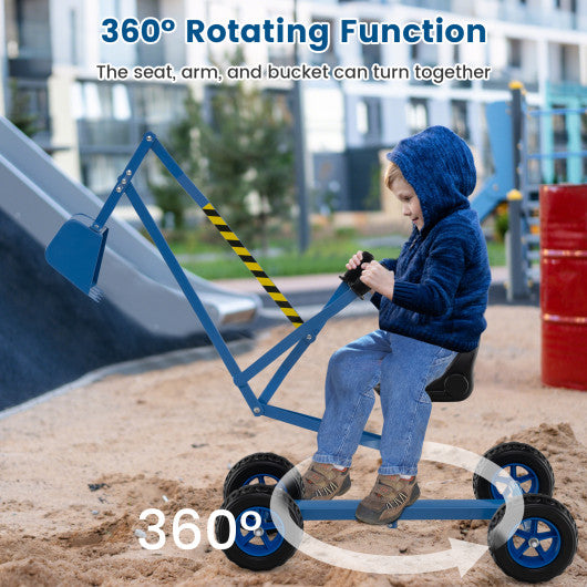 Sand Digger for Kids with 2-Handed Controls and Flexible Shovel-Blue