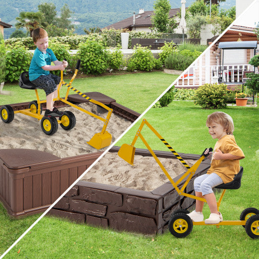 Sand Digger for Kids with 2-Handed Controls and Flexible Shovel-Yellow