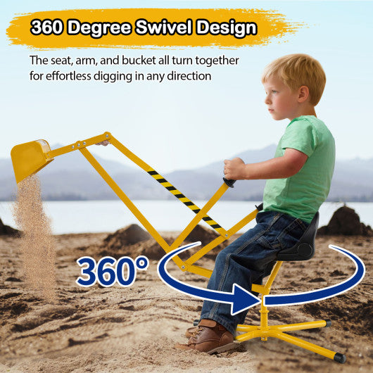 Sand Digger with 2-Handed Controls and Flexible Shovel for 3+ Years Old Kids-Yellow