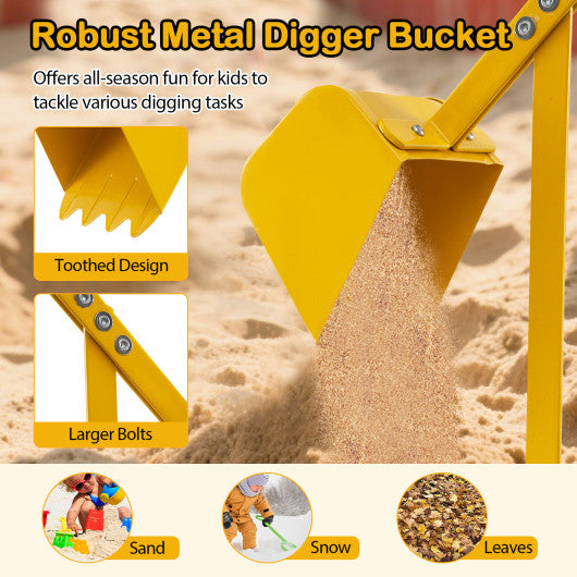 Sand Digger with 2-Handed Controls and Flexible Shovel for 3+ Years Old Kids-Yellow