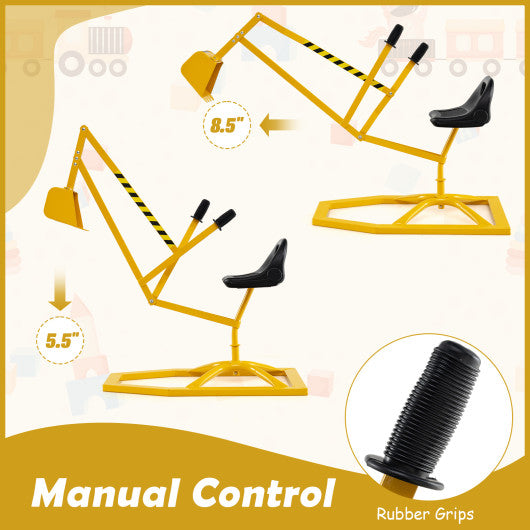 Sandbox Toy Digger with 2-Handed Controls and Flexible Shovel for Kids-Yellow