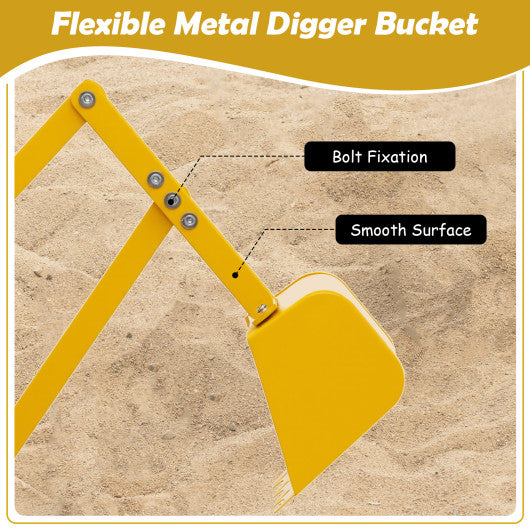 Sandbox Toy Digger with 2-Handed Controls and Flexible Shovel for Kids-Yellow