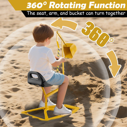Sandbox Toy Digger with 2-Handed Controls and Flexible Shovel for Kids-Yellow