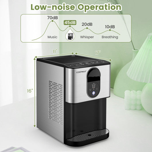 Self Dispensing Nugget Ice Maker Countertop with Soft Chewable Pellet Ice Cubes-Silver