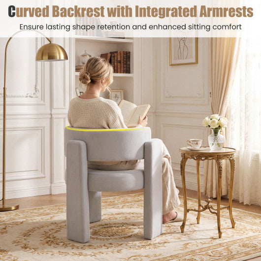 Set of 2 Comfy Upholstered Armchair Modern Velvet Barrel Accent Chair-Gray