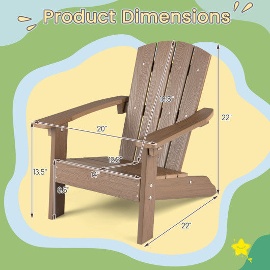 Set of 2 Kid's Adirondack Chair with with High Backrest and Armrests-Brown