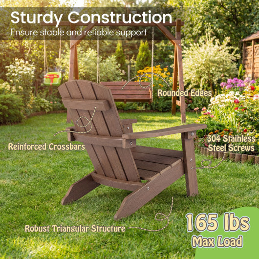 Set of 2 Kid's Adirondack Chair with with High Backrest and Armrests-Brown