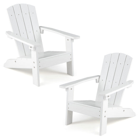 Set of 2 Kid's Adirondack Chair with with High Backrest and Armrests-White