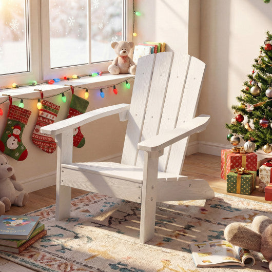 Set of 2 Kid's Adirondack Chair with with High Backrest and Armrests-White