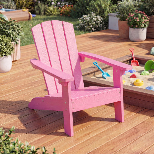 Set of 2 Kid's Adirondack Chair with with High Backrest and Armrests-Pink