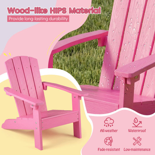 Set of 2 Kid's Adirondack Chair with with High Backrest and Armrests-Pink