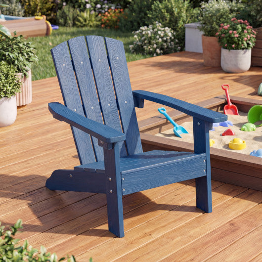 Set of 2 Kid's Adirondack Chair with with High Backrest and Armrests-Navy