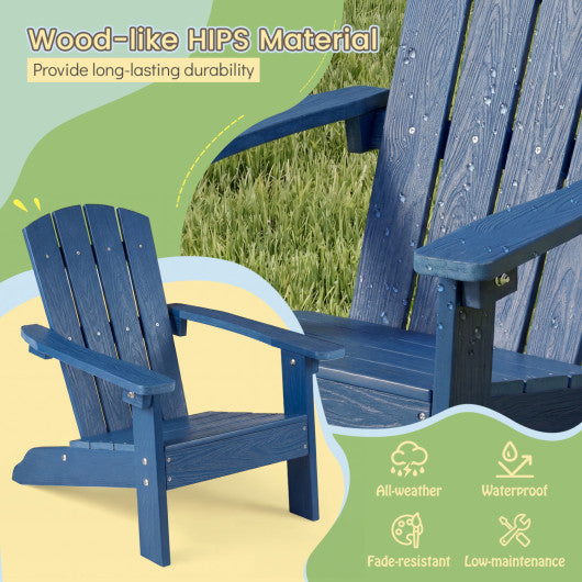 Set of 2 Kid's Adirondack Chair with with High Backrest and Armrests-Navy