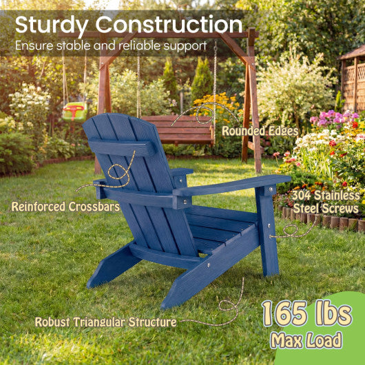 Set of 2 Kid's Adirondack Chair with with High Backrest and Armrests-Navy