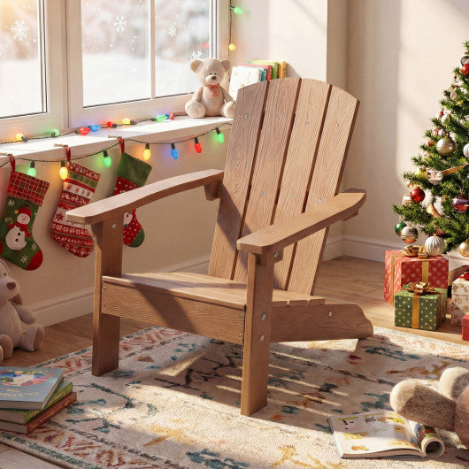 Set of 2 Kid's Adirondack Chair with with High Backrest and Armrests-Teak