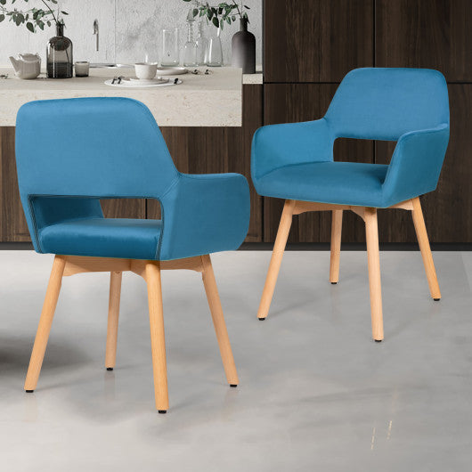 Set of 2 Modern Accent Armchairs-Blue