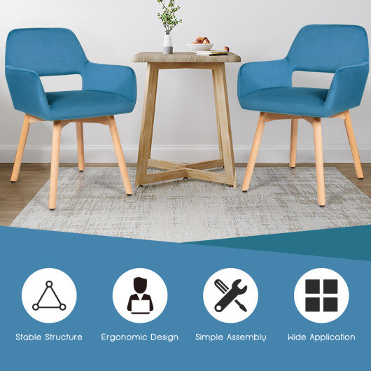 Set of 2 Modern Accent Armchairs-Blue