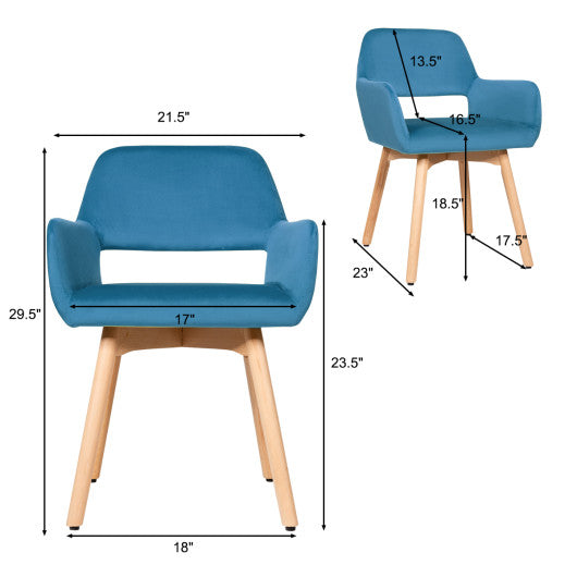 Set of 2 Modern Accent Armchairs-Blue