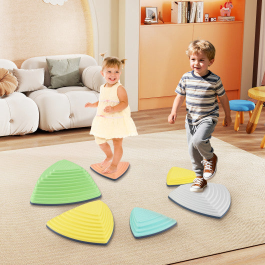 Set of 6 Stepping Stones for Kids Non-Slip Balance Stones with Storage Bag-Set of 6