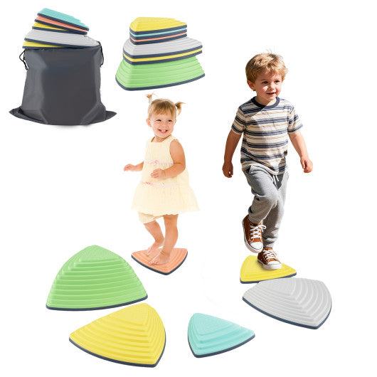 Set of 6 Stepping Stones for Kids Non-Slip Balance Stones with Storage Bag-Set of 6