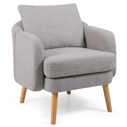 Sherpa Accent Chair Modern Living Room Chair with Seat Cushion-Grey