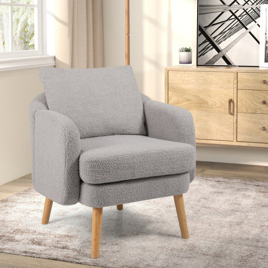 Sherpa Accent Chair Modern Living Room Chair with Seat Cushion-Grey