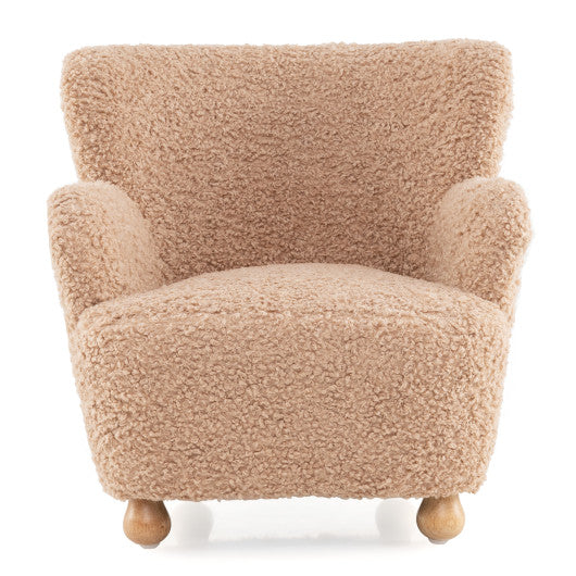 Sherpa Kids Sofa Comfy Toddler Armchair with Solid Rubber Wood Legs-Pink