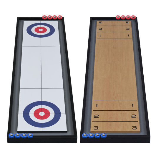 Shuffleboard and Curling 2 in 1 Board Game Portable 2-Sided Tabletop Shuffle Board Game