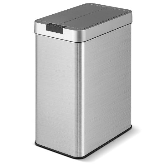 13.2 Gal Slim Kitchen Trash Can with Wing Lids and Stainless Steel Frame