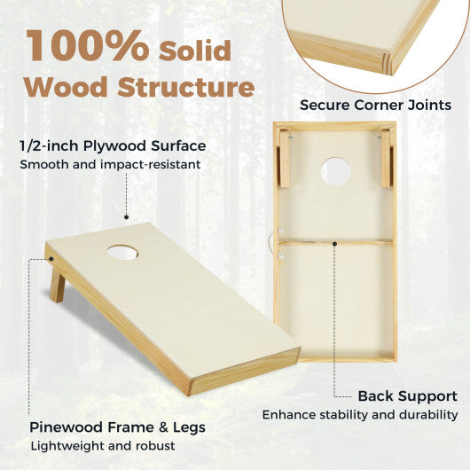 Solid Wood Cornhole Board Set Portable Corn Hole Game Board Includes 8 Bean Bags-M