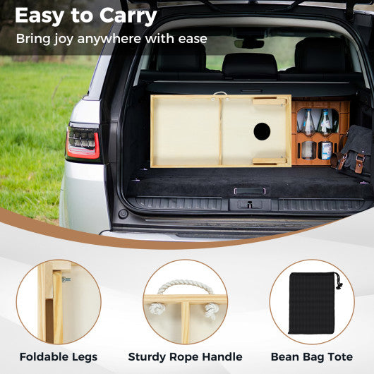 Solid Wood Cornhole Board Set Portable Corn Hole Game Board Includes 8 Bean Bags-M