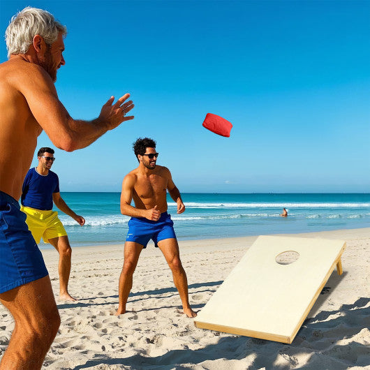 Solid Wood Cornhole Board Set Portable Corn Hole Game Board Includes 8 Bean Bags-S