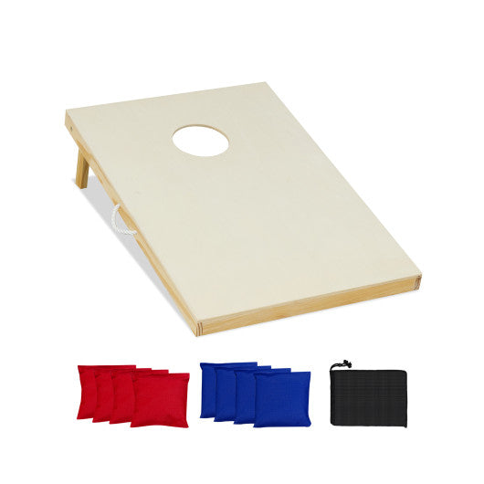 Solid Wood Cornhole Board Set Portable Corn Hole Game Board Includes 8 Bean Bags-S