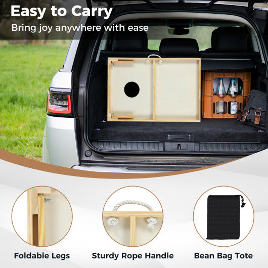 Solid Wood Cornhole Board Set Portable Corn Hole Game Board Includes 8 Bean Bags-S