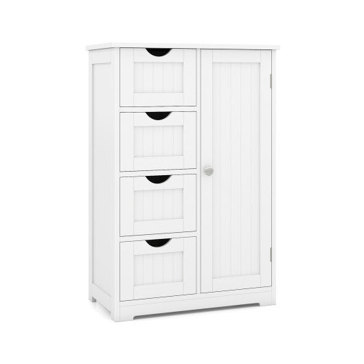 Standing Indoor Wooden Cabinet with 4 Drawers-White