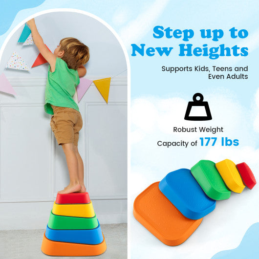 Stepping Stone for Kids 5Pcs Non-Slip Toddler River Stone Set-Multicolor