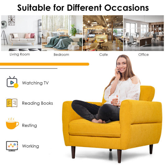Modern Upholstered Accent Chair Single Sofa Armchair-Yellow