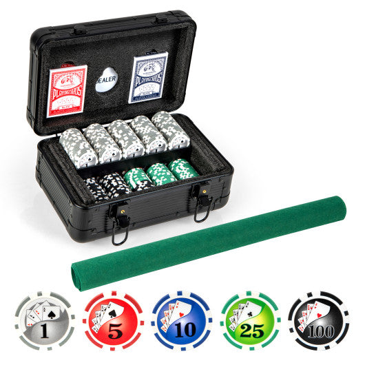 Texas Holdem Poker Chip Set with 300 Pieces Chips-Black